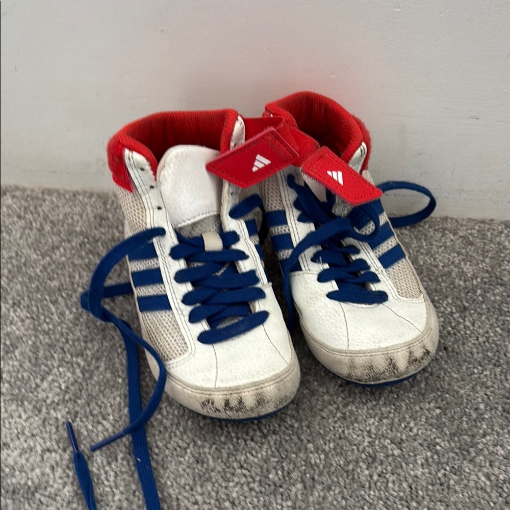 adidas Kids White, Blue & Red High-Top Sneakers